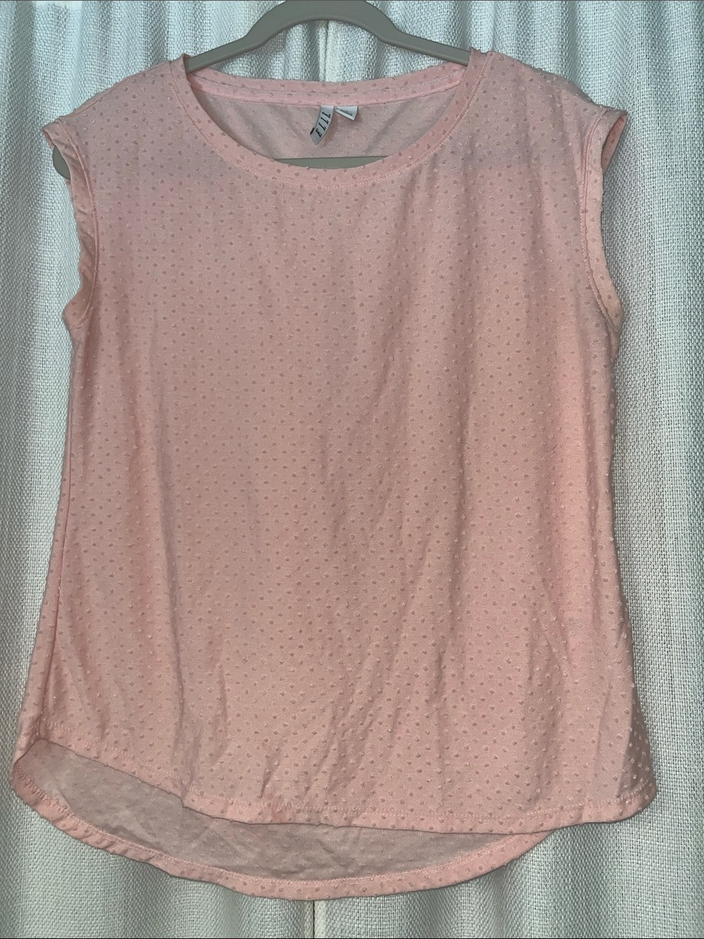 Elle Light Pink Sleeveless Swiss Dot Blouse